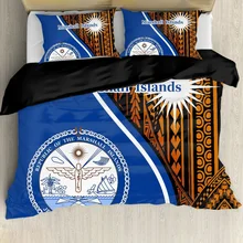 Marshall Island Ethnic Tribal Bed 3pcs Duvet Covers Polynesian Tattoo Quilt Cover With Pillow Cases Patriotic Flag Bedroom Decor