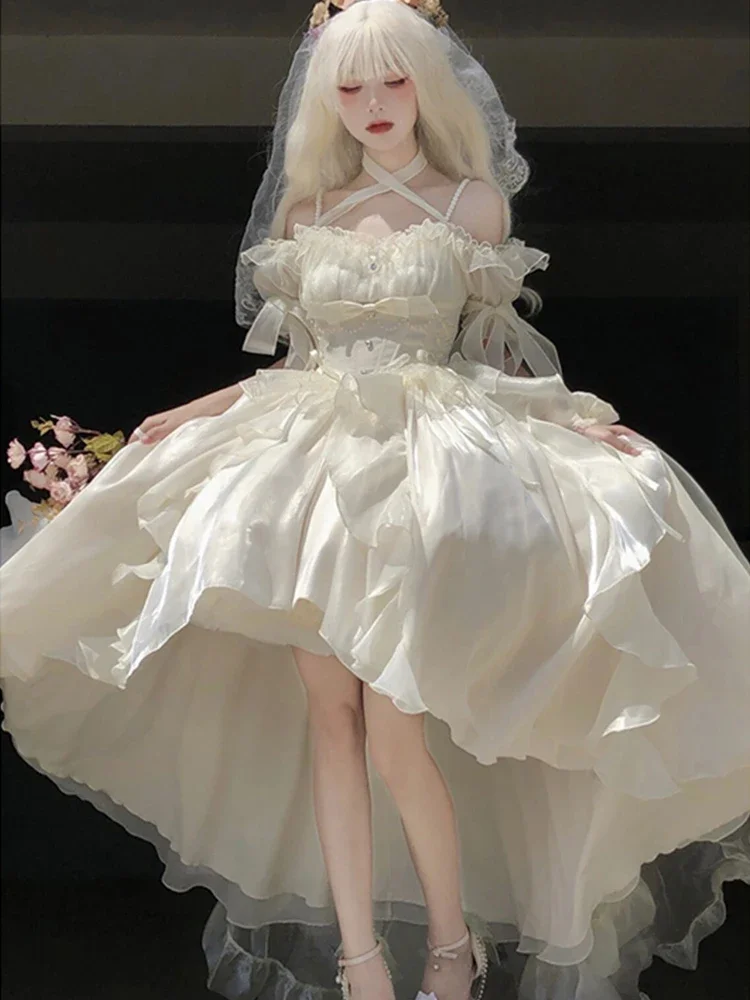 White Flower For Bride Generate Colorful Wedding Dress Cos Lolita Dress Suit Heavy Industry Trail Pure White Girl Princess Dress
White Flower For Bride Generate Colorful Wedding Dress Cos Lolita Dress Suit Heavy Industry Trail Pure White Girl Princess Dress