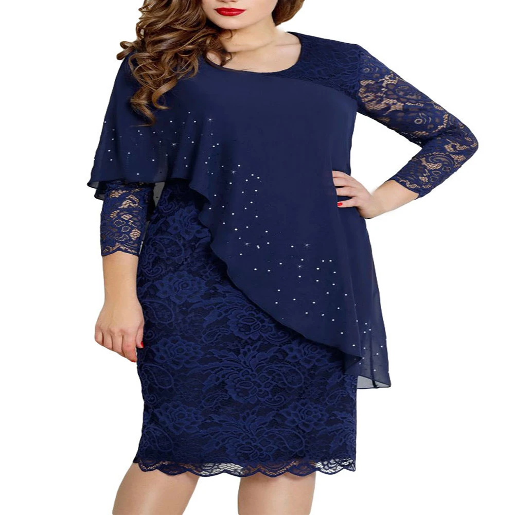 New Style L~4XL Plus Size Womens Lace Midi Dress Long Sleeve Cocktail Club Evening Party Dress Elegant And Decent
New Style L~4XL Plus Size Womens Lace Midi Dress Long Sleeve Cocktail Club Evening Party Dress Elegant And Decent