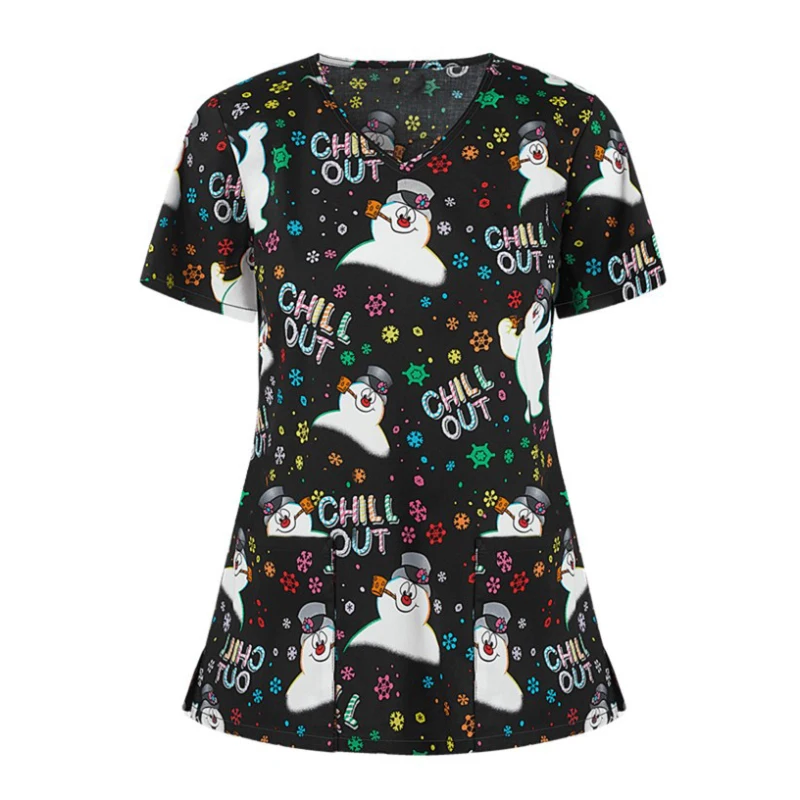 AIIOU Рождественский мультяшный Снеговик печатные скрабы медицинская Униформа Женские топы для медсестры уход за ребенком медицинская одежда с коротким рукавом 
AIIOU Рождественский мультяшный Снеговик печатные скрабы медицинская Униформа Женские топы для медсестры уход за ребенком медицинская одежда с коротким рукавом