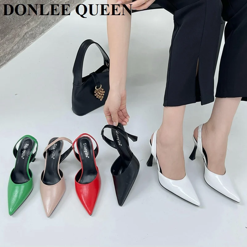 Сандалии женские с ремешком на пятке, элегантная повседневная весенняя обувь, заостренный носок, высокий каблук, классические туфли, мюли, б... 
Сандалии женские с ремешком на пятке, элегантная повседневная весенняя обувь, заостренный носок, высокий каблук, классические туфли, мюли, б...