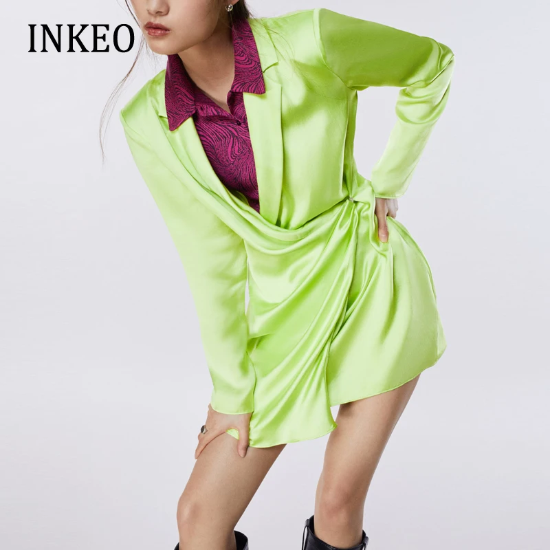 Party Women Draped Satin dress with shoulder pads 2022 New Sexy V-neck Mini dresses Fluorescent green White Summer INKEO 2D078
Party Women Draped Satin dress with shoulder pads 2022 New Sexy V-neck Mini dresses Fluorescent green White Summer INKEO 2D078