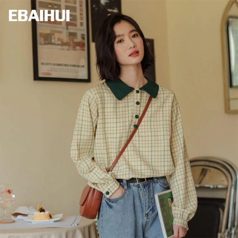 EBAIHUI Plaid Shirt Women Peter Pan Collar Long-sleeved Button Tops Preppy Style Female Pullover Blouse Casual 2022 New
EBAIHUI Plaid Shirt Women Peter Pan Collar Long-sleeved Button Tops Preppy Style Female Pullover Blouse Casual 2022 New