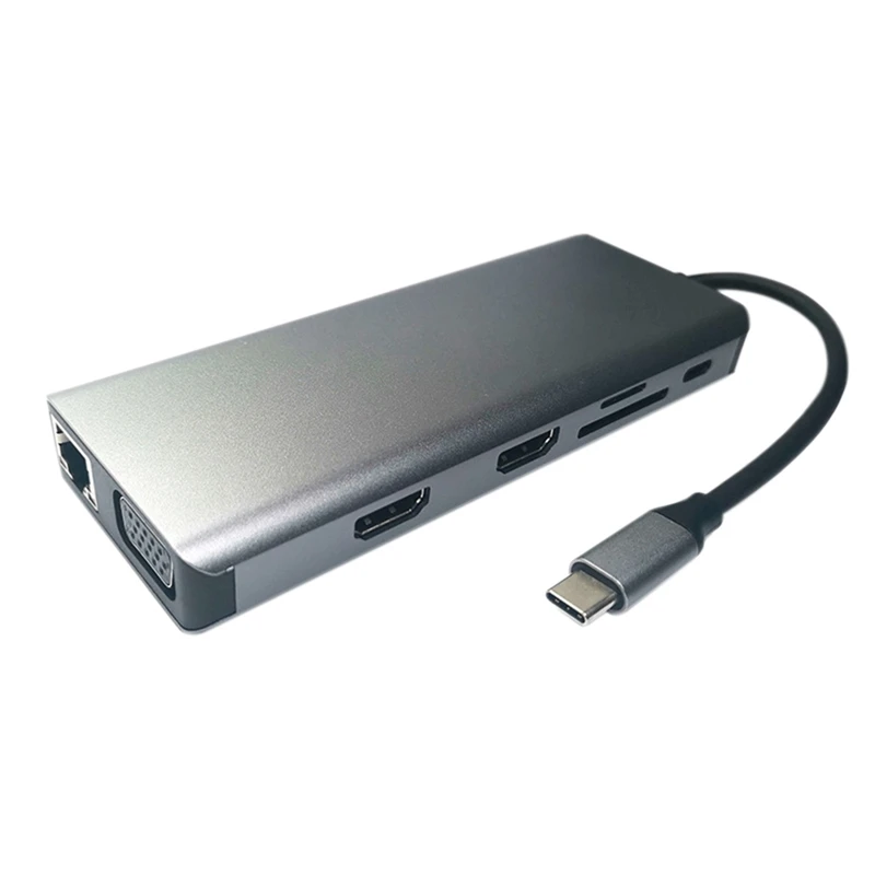 

Лучшие предложения USB C концентратор 12 в 1 USB C док-станция двойной HDMI мультипорт концентратор адаптер USB Передача SD/TF, аудио VGA LAN для ноутбука