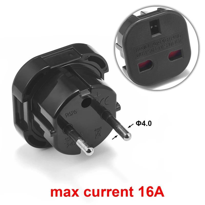 4.0mm EU Universal Plug UK to EU Converter Euro Travel Adapter 250V Power Adapter Charger EU Plug Adapter British Scoket Outlet
4.0mm EU Universal Plug UK to EU Converter Euro Travel Adapter 250V Power Adapter Charger EU Plug Adapter British Scoket Outlet