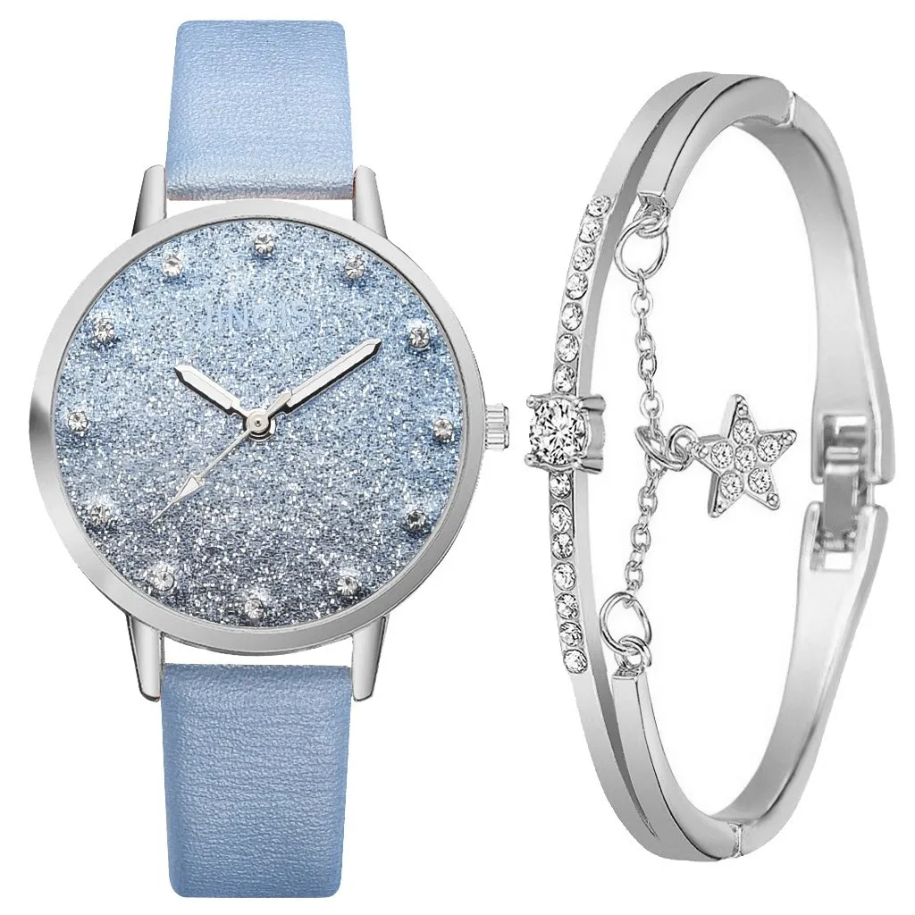 Women's Watch New Romantic Starry Sky Watch Watch Bracelet Bracelet Leather Rhinestone Elegant Women Send Gifts Direct Sales
Women's Watch New Romantic Starry Sky Watch Watch Bracelet Bracelet Leather Rhinestone Elegant Women Send Gifts Direct Sales