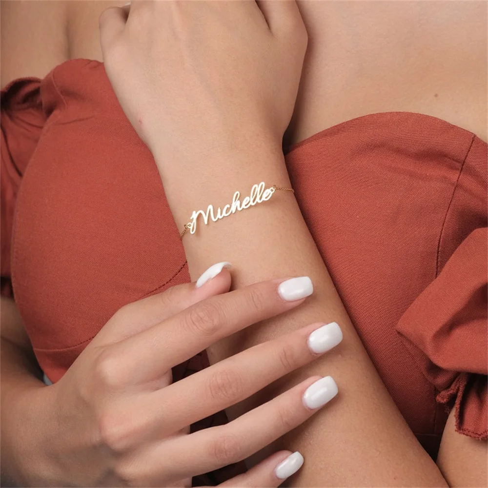 Custom Name Stainless Steel Chain Women Bracelet Jewelry Gold Color Nameplate Personalized Charm Bracelet Gift for Girlfriend
Custom Name Stainless Steel Chain Women Bracelet Jewelry Gold Color Nameplate Personalized Charm Bracelet Gift for Girlfriend