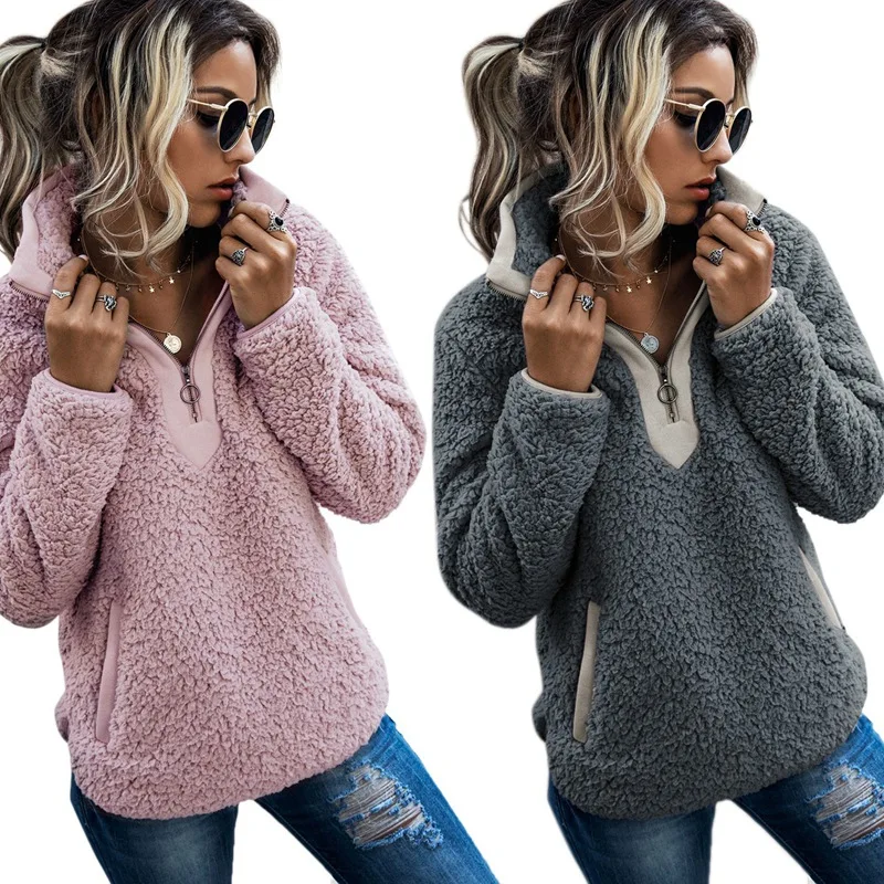 2 Pcs Women Sherpa Sweater Teddy Fleece Pullover Half Zipper Fleece Tops Female Warm Coat Sweaters S, Pink & Dark Gray
2 Pcs Women Sherpa Sweater Teddy Fleece Pullover Half Zipper Fleece Tops Female Warm Coat Sweaters S, Pink & Dark Gray