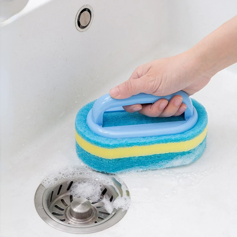 Kitchen Sponge Wipe with Handle Cleaning Brush Bathroom Tile Glass Cleaning Sponge Thickening Stain Removal Clean Brush 
Kitchen Sponge Wipe with Handle Cleaning Brush Bathroom Tile Glass Cleaning Sponge Thickening Stain Removal Clean Brush