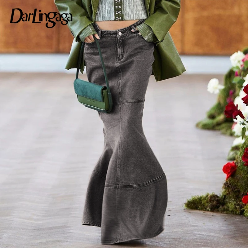 Darlingaga Streetwear Elegant Trumpet Vintage Denim Skirt Female Stitched Fashion Y2K Low Waist Long Skirt Party Solid Clothing
Darlingaga Streetwear Elegant Trumpet Vintage Denim Skirt Female Stitched Fashion Y2K Low Waist Long Skirt Party Solid Clothing