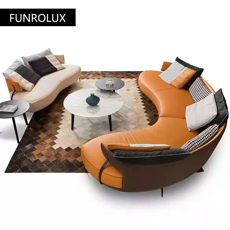 Modern minimalist curved leather sofa canapé диван simple and fashionable creative personality semicircle office
Modern minimalist curved leather sofa canapé диван simple and fashionable creative personality semicircle office