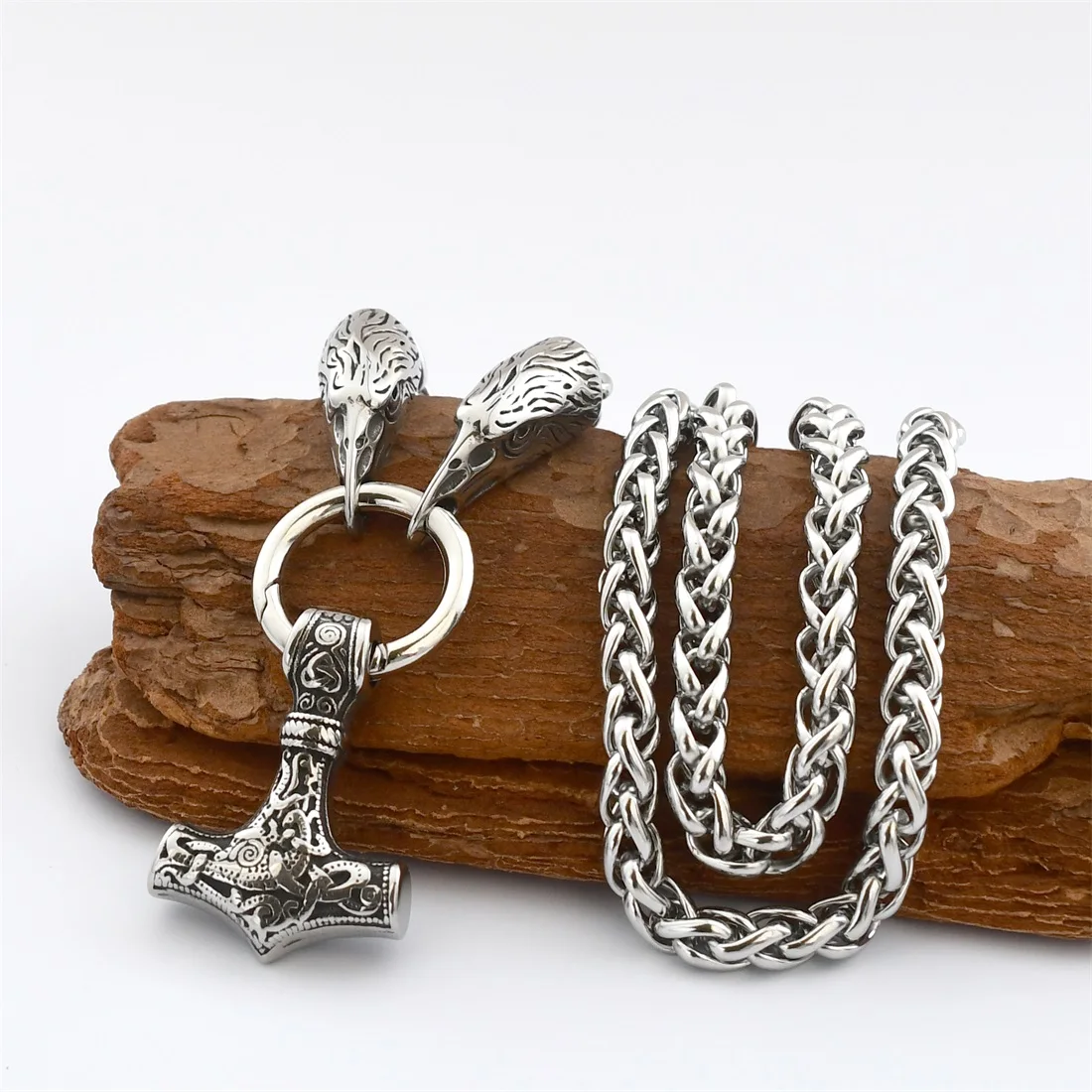 Stainless Steel Eagle Head Chain Viking Thor's Hammer Pendant Necklace Nordic Men's Gothic Amulet Jewelry Singbridge Jewelry
Stainless Steel Eagle Head Chain Viking Thor's Hammer Pendant Necklace Nordic Men's Gothic Amulet Jewelry Singbridge Jewelry