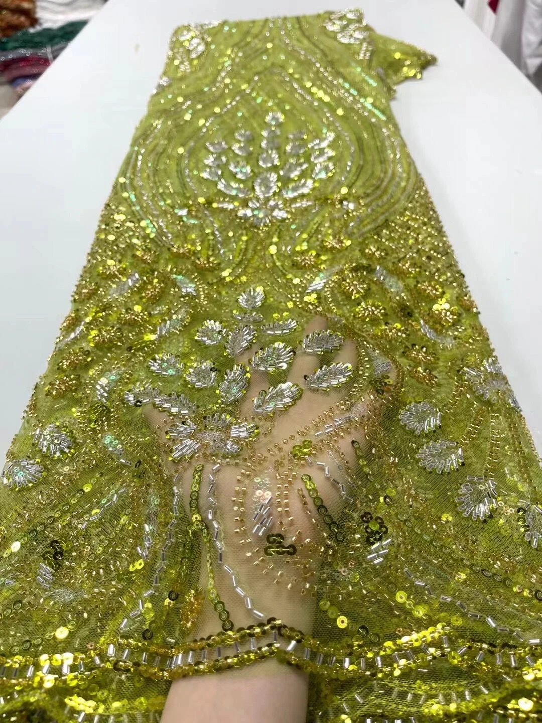 Luxury 2023 Lace Fabrics Beaded Sequins Embroidery Green Party Dresses For Women Tulle Sewing 5 Yards African Mesh Fabric Meters
Luxury 2023 Lace Fabrics Beaded Sequins Embroidery Green Party Dresses For Women Tulle Sewing 5 Yards African Mesh Fabric Meters