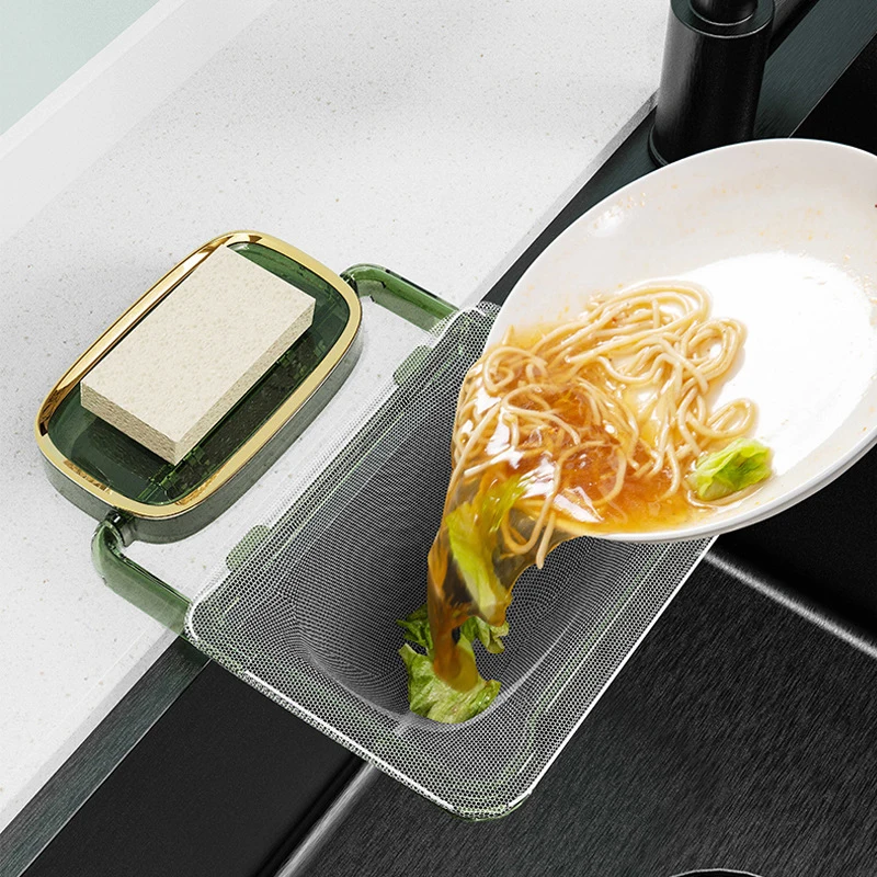 Plastic Sink Filter Rack Kitchen Foldable Sink Strainer Mesh Bag Stand for Leftovers Waste Garbage Soap Sponge Towel Holder Rack
Plastic Sink Filter Rack Kitchen Foldable Sink Strainer Mesh Bag Stand for Leftovers Waste Garbage Soap Sponge Towel Holder Rack