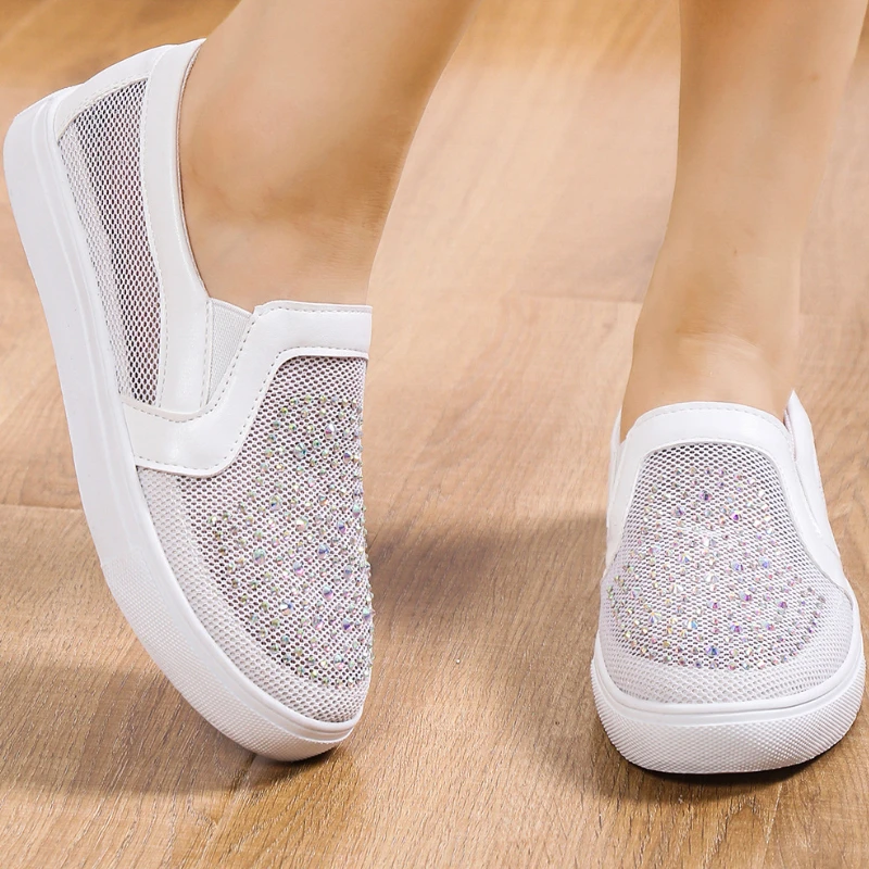 Rhinestone Flat Shoes Women's Casual Breathable Slip-On Loafers Korean Style Round Toe Large Size Sneakers Sapatos Femininos
Rhinestone Flat Shoes Women's Casual Breathable Slip-On Loafers Korean Style Round Toe Large Size Sneakers Sapatos Femininos