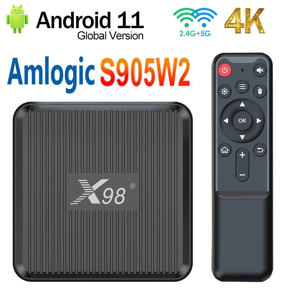 X98Q Smart TV Box Amlogic S905W2 H.265 AV1 2.4G/5G Dual WiFi HDR 10+ 4K Android 11 Set Top Box 2GB 16GB Media Player
X98Q Smart TV Box Amlogic S905W2 H.265 AV1 2.4G/5G Dual WiFi HDR 10+ 4K Android 11 Set Top Box 2GB 16GB Media Player