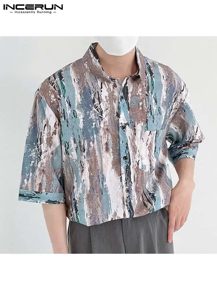 Fashion Well Fitting Men Printing Blouse Stylish Casual Male Streetwear Loose Five-quarter Sleeve Shirts S-5XL INCERUN Tops 2022
Fashion Well Fitting Men Printing Blouse Stylish Casual Male Streetwear Loose Five-quarter Sleeve Shirts S-5XL INCERUN Tops 2022