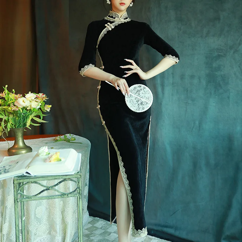 Chinese Slit Cheongsam Pleuche Qipao Modern Wedding Dresses For Women Traditional Elegant New Year Outfit Long Sleeve Winter
Chinese Slit Cheongsam Pleuche Qipao Modern Wedding Dresses For Women Traditional Elegant New Year Outfit Long Sleeve Winter