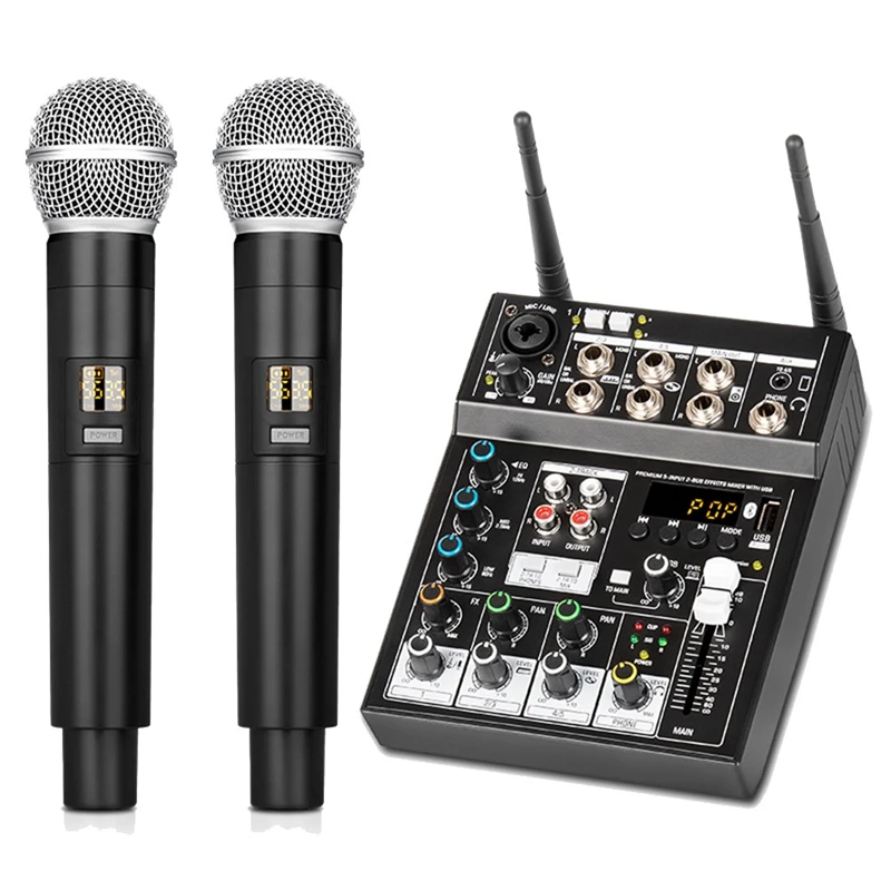 4 Channels Wireless Mic Bluetooth With Audio Mixer For TV Computer Home Party DJ Show Wedding
4 Channels Wireless Mic Bluetooth With Audio Mixer For TV Computer Home Party DJ Show Wedding