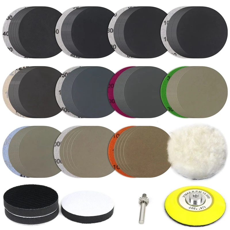 150 PCS 3 Inch Sanding Discs Silicon Carbide 400-10000 Grits Wet/Dry Hook And Loop Sandpaper For Drill Grinder
150 PCS 3 Inch Sanding Discs Silicon Carbide 400-10000 Grits Wet/Dry Hook And Loop Sandpaper For Drill Grinder