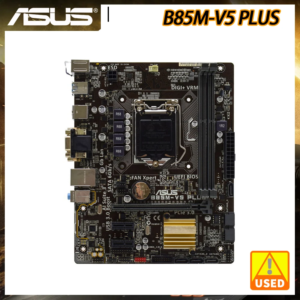 ASUS B85M-V5 PLUS Motherboard For LGA 1150 DDR3 Intel B85 B85M Support Core i7 4790K Cpus 16GB PCI-E X16 4xSATAIII Micro ATX
ASUS B85M-V5 PLUS Motherboard For LGA 1150 DDR3 Intel B85 B85M Support Core i7 4790K Cpus 16GB PCI-E X16 4xSATAIII Micro ATX