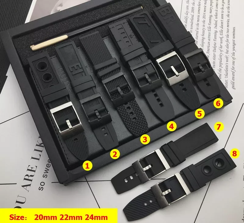 Black Nature Rubber 20mm 22mm 24mm watchband Watchband Bracelet For navitimer/avenger/Breitling strap buckle logo on free tools
Black Nature Rubber 20mm 22mm 24mm watchband Watchband Bracelet For navitimer/avenger/Breitling strap buckle logo on free tools
