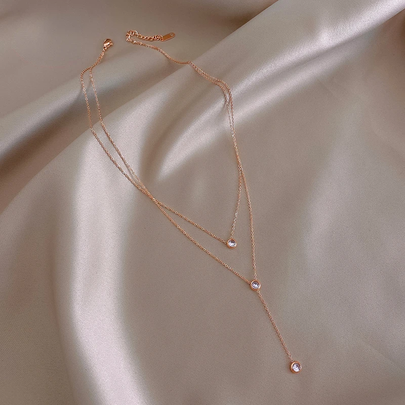 New Simple Double Layer Titanium Steel Rose Gold Necklace Ladies Korean Fashion Jewelry Gothic Party Girl Sexy Clavicle Chain
New Simple Double Layer Titanium Steel Rose Gold Necklace Ladies Korean Fashion Jewelry Gothic Party Girl Sexy Clavicle Chain