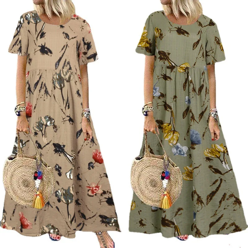 Женский летний сарафан, летнее Повседневное платье с коротким рукавом, модная Свободная юбка от солнца с принтом, льняная Женская одежда, же...
Женский летний сарафан, летнее Повседневное платье с коротким рукавом, модная Свободная юбка от солнца с принтом, льняная Женская одежда, же...