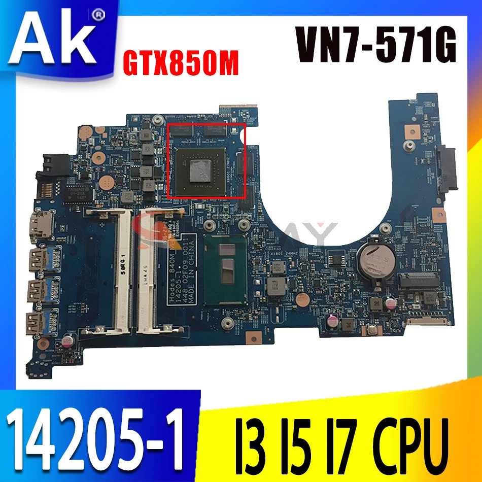 VN7-571G 14205-1 Материнская плата для ноутбука Acer VN7-571 14205-1 Материнская плата GTX850M GPU I3 I5 I7 4-го поколения или 5-го поколения ЦП
VN7-571G 14205-1 Материнская плата для ноутбука Acer VN7-571 14205-1 Материнская плата GTX850M GPU I3 I5 I7 4-го поколения или 5-го поколения ЦП