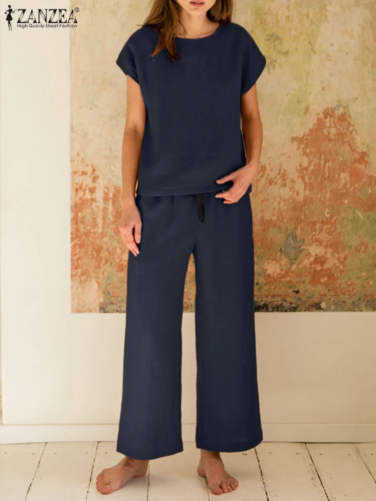 ZANZEA Stylish Elegant Casual Holiday Tracksuit 2PCS Summer Matching Sets Short Sleeve O-Neck Solid Blouse And Wide Leg Pant
ZANZEA Stylish Elegant Casual Holiday Tracksuit 2PCS Summer Matching Sets Short Sleeve O-Neck Solid Blouse And Wide Leg Pant