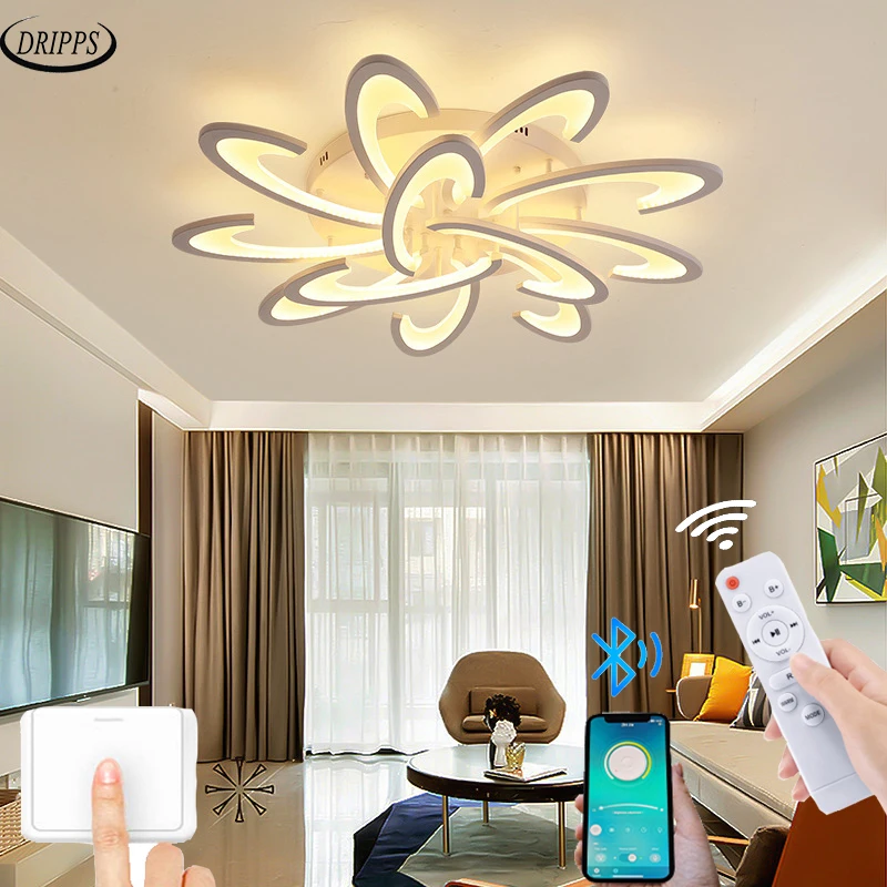 

Modern minimalist living room LED ceiling lamp bedroom ceiling chandelier windmill APP hotel ceiling light indoor lighting lamp