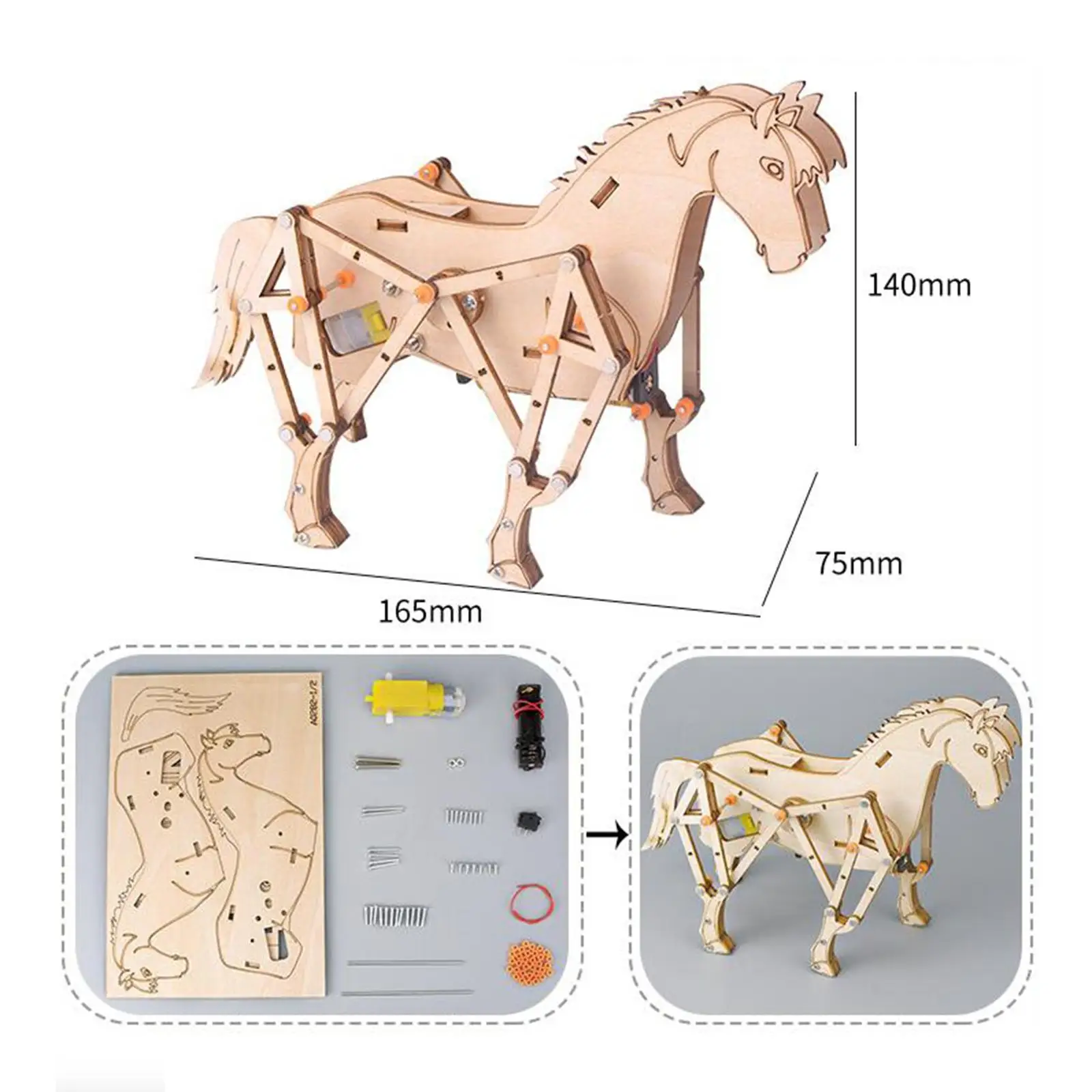 Educational DIY 3D Wooden Puzzle Toy Assembly Horse Mechanical Gears Toy Building Set 3D Mechanical Horse for Learning Indoor
Educational DIY 3D Wooden Puzzle Toy Assembly Horse Mechanical Gears Toy Building Set 3D Mechanical Horse for Learning Indoor