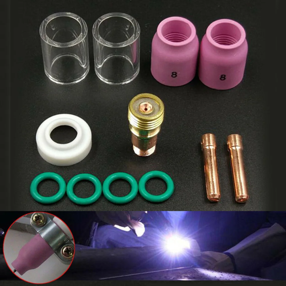 Stubby TIG Welding Torch 12pcs Equipment Kit Lens # 10 Heat 702079 Accessories Consumables For WP-17/18/26 Gas
Stubby TIG Welding Torch 12pcs Equipment Kit Lens # 10 Heat 702079 Accessories Consumables For WP-17/18/26 Gas