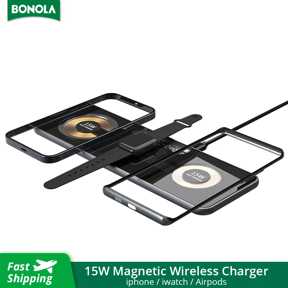 Bonola Transparent 15W Magnetic 3 in 1 Wireless Charger for iPhone 11/12/8Apple Watch/AirPods Pro Utra-thin Wireless Charging
Bonola Transparent 15W Magnetic 3 in 1 Wireless Charger for iPhone 11/12/8Apple Watch/AirPods Pro Utra-thin Wireless Charging