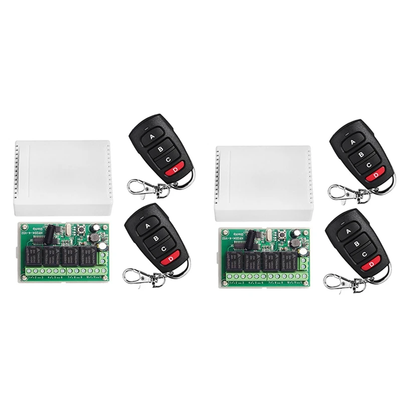 

HOT! 2X DC12V 24V 4CH Remote Control Switch 433M Receiving Control Four-Way Relay Module