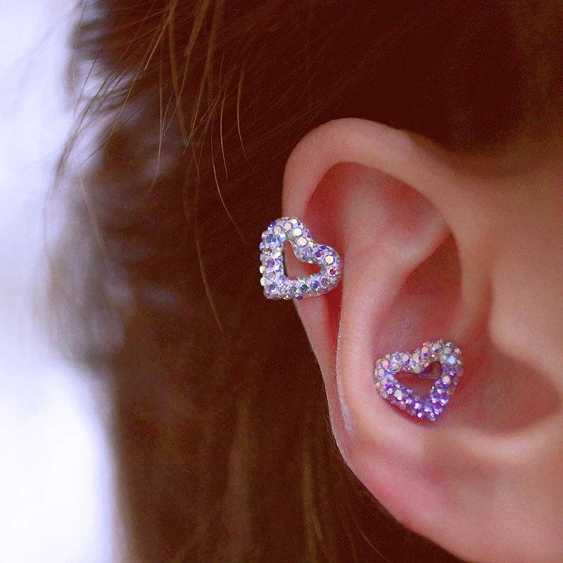 1PC New In Stainless Steel Earring Helix Piercing Crystal Heart Flat Ear Stud Korean Fashion Ear Piercing Screw Girl Jewelry
1PC New In Stainless Steel Earring Helix Piercing Crystal Heart Flat Ear Stud Korean Fashion Ear Piercing Screw Girl Jewelry