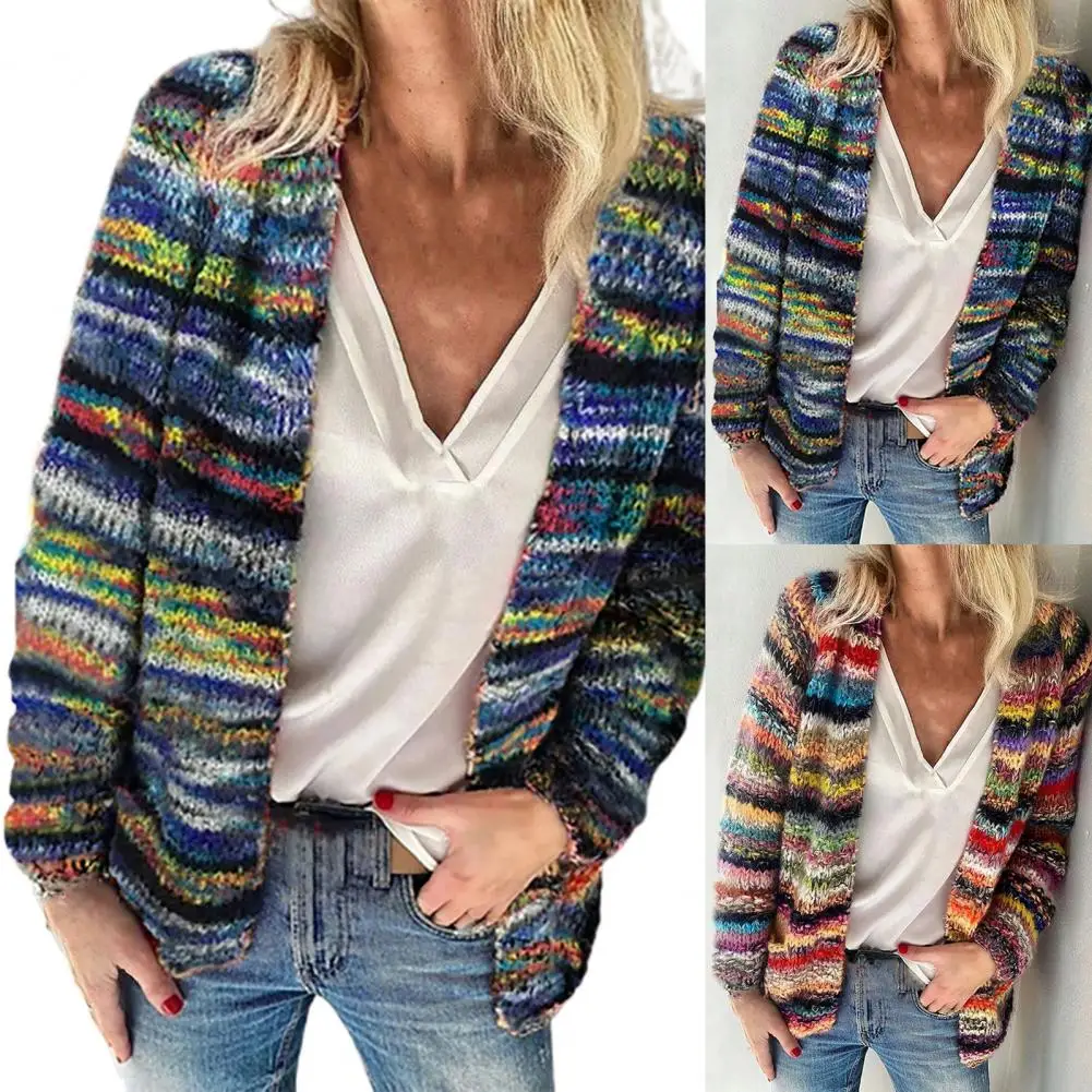 Stylish Autumn Sweater Loose Knitted Vintage Rainbow Stripes Long Sleeve Knitted Coat
Stylish Autumn Sweater Loose Knitted Vintage Rainbow Stripes Long Sleeve Knitted Coat