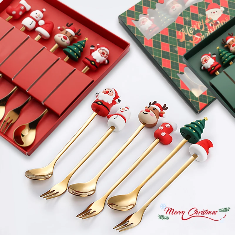 Christmas Gift Spoon Fork Set Stainless Steel Spoon Forks Set Christmas Decoration Dessert Scoop Fruit Fork Decoration Tableware
Christmas Gift Spoon Fork Set Stainless Steel Spoon Forks Set Christmas Decoration Dessert Scoop Fruit Fork Decoration Tableware