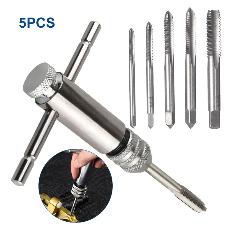 T-Handle Ratchet Tap Wrench Adjustable M3-8 Tap Screw Holder Male Thread Metric Plug Mechanical Workshop Tools Hand Tool
T-Handle Ratchet Tap Wrench Adjustable M3-8 Tap Screw Holder Male Thread Metric Plug Mechanical Workshop Tools Hand Tool