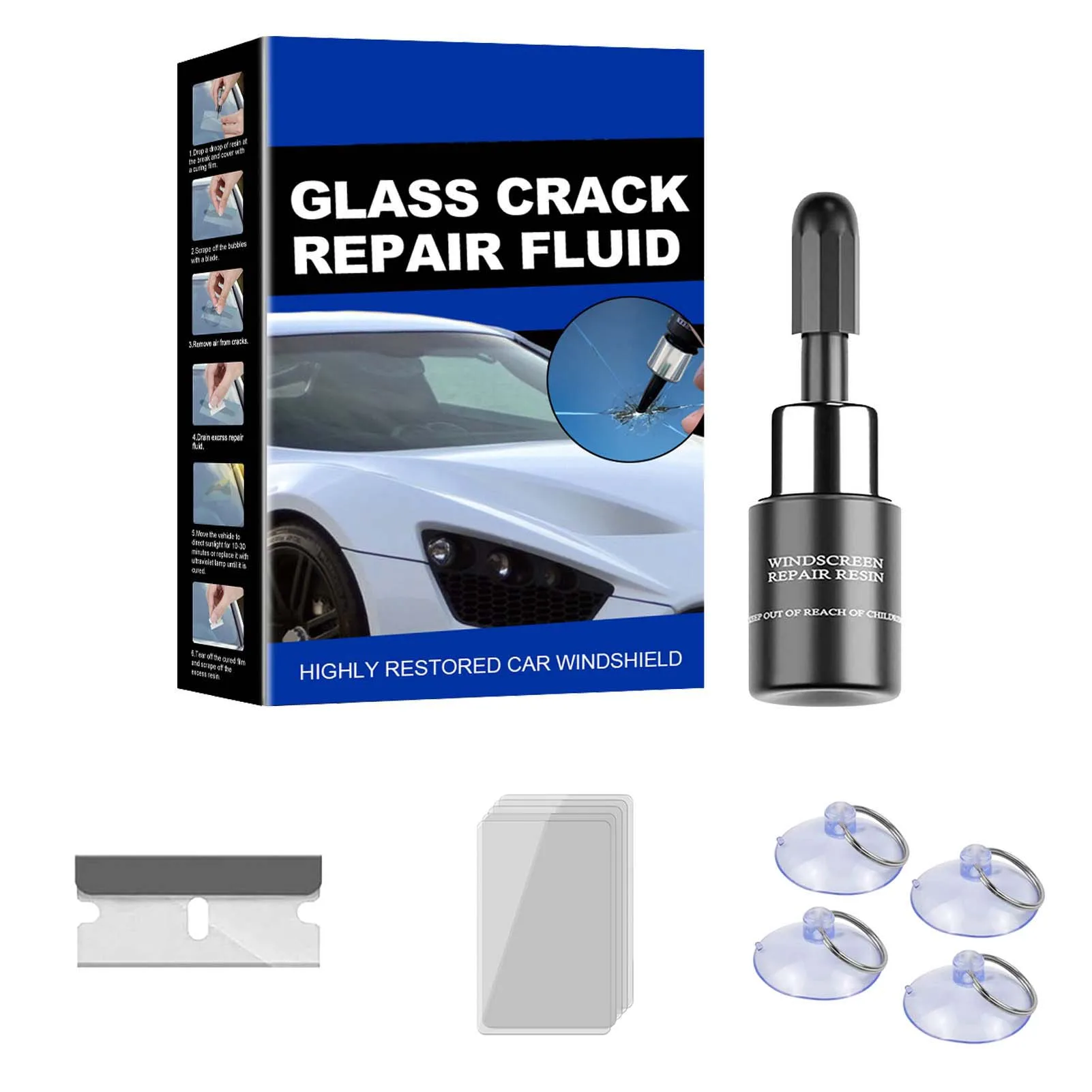 Auto Windshield Repair Kit Windscreen Glass Crack Repairing Resin Vehicle Window Repair Tool For Chip Scratch Half-Moon Cracks
Auto Windshield Repair Kit Windscreen Glass Crack Repairing Resin Vehicle Window Repair Tool For Chip Scratch Half-Moon Cracks