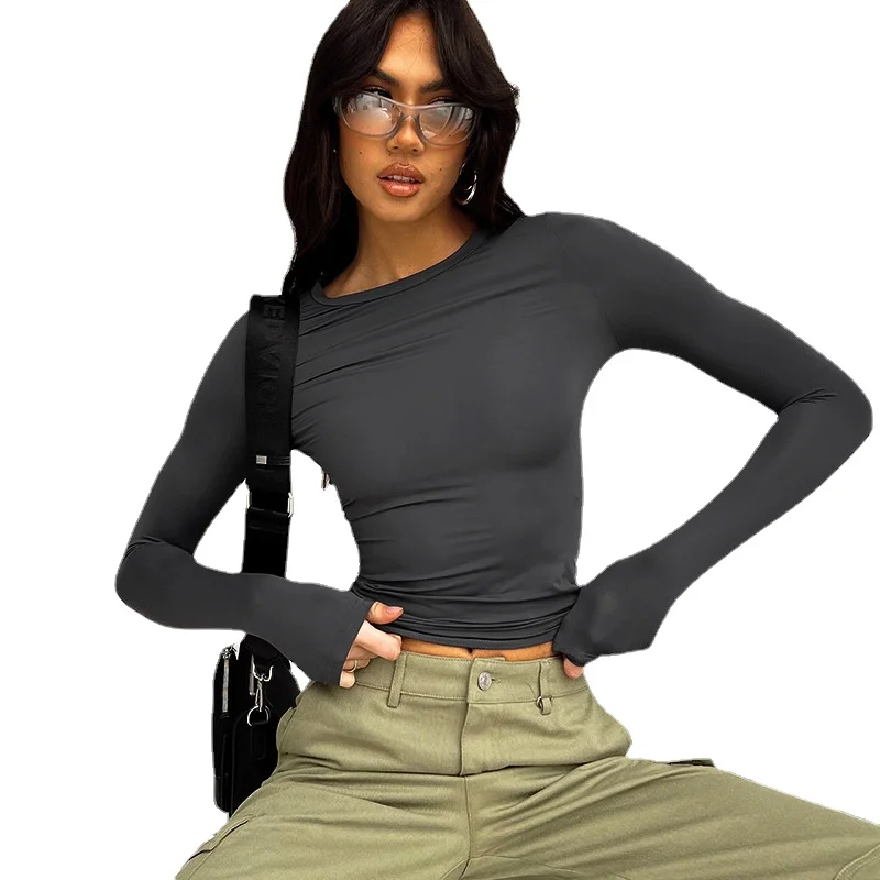 Y2k Spring Summer New Women's Solid Color Casual Fashion Crewneck Long Sleeve Basic T-shirt Top Small Elastic Slim Shape
Y2k Spring Summer New Women's Solid Color Casual Fashion Crewneck Long Sleeve Basic T-shirt Top Small Elastic Slim Shape