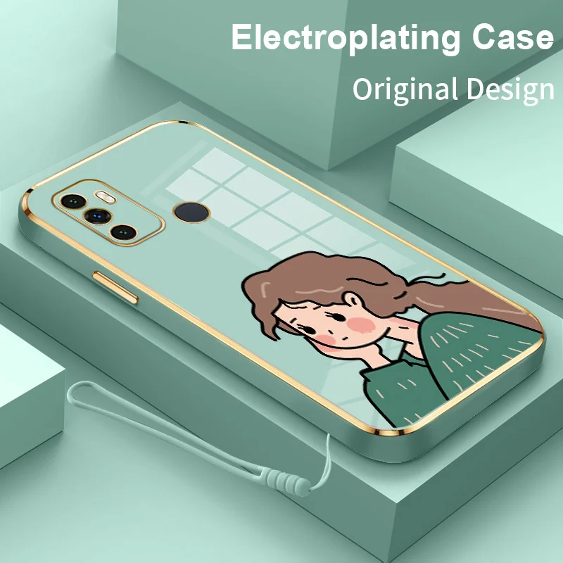 Luxury Electroplated Square Frame Silicone Case on for OPPO A53 2020 A11s A33 A32 A53s 4G long hair girl Soft Phone Back Cover
Luxury Electroplated Square Frame Silicone Case on for OPPO A53 2020 A11s A33 A32 A53s 4G long hair girl Soft Phone Back Cover