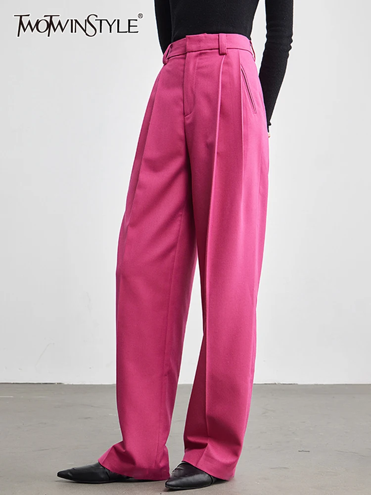 TWOTWINSTYLE Casual Long Trouses Female High Waist Patchwork Pockets Straight Wide Leg Pants For Women Clothing 2022 Autumn New
TWOTWINSTYLE Casual Long Trouses Female High Waist Patchwork Pockets Straight Wide Leg Pants For Women Clothing 2022 Autumn New
