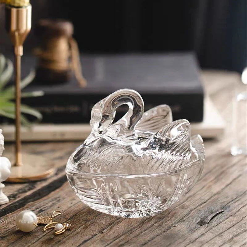 Swan Glass Storage Tank with Cover Transparent Cotton Swab Storage Bottle Jewelry Earrings Necklace Storage Box Sugar Bowl Gift
Swan Glass Storage Tank with Cover Transparent Cotton Swab Storage Bottle Jewelry Earrings Necklace Storage Box Sugar Bowl Gift