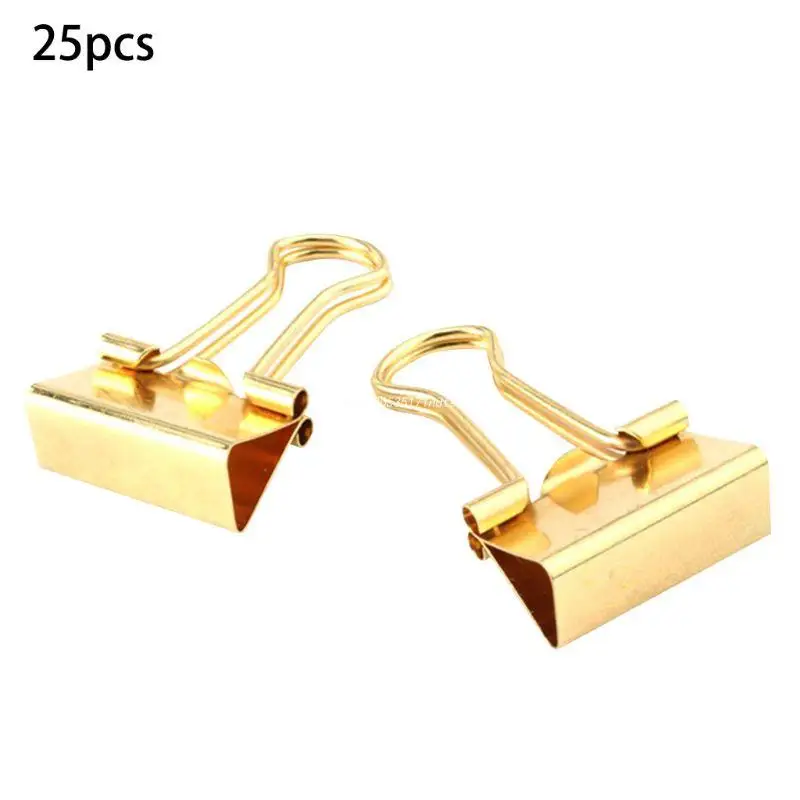 

19 mm Metal Binder Clips Gold Sealing Clip for Cards Papers Documents 25 Pack Dropship