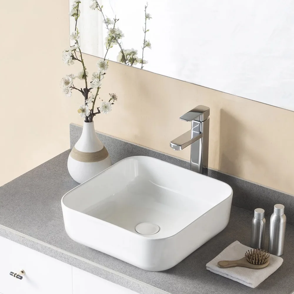 Bath DV-1V021 Porcelain Square Bathroom Single Basins Vessel Sink Top-Mount Sinks in white
Bath DV-1V021 Porcelain Square Bathroom Single Basins Vessel Sink Top-Mount Sinks in white