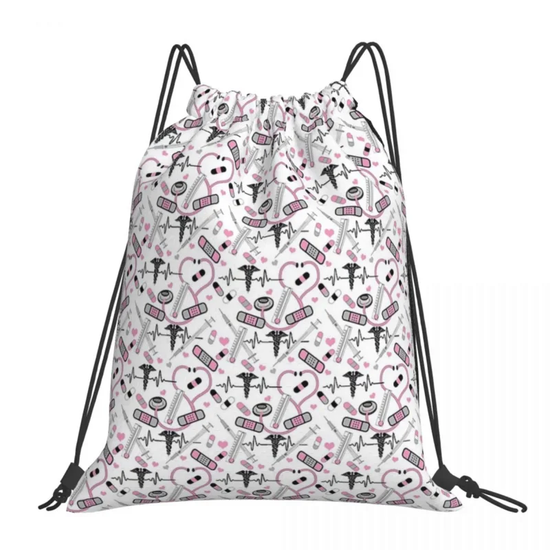 Cute Stethoscope Nurse Doctor EKG Pattern Backpacks Portable Drawstring Bags Sports Bag Book Bags For Man Woman School 
Cute Stethoscope Nurse Doctor EKG Pattern Backpacks Portable Drawstring Bags Sports Bag Book Bags For Man Woman School