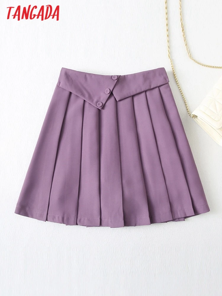 Tangada 2022 women purple pleated skirts faldas mujer zipper French style female mini skirt YU12
Tangada 2022 women purple pleated skirts faldas mujer zipper French style female mini skirt YU12