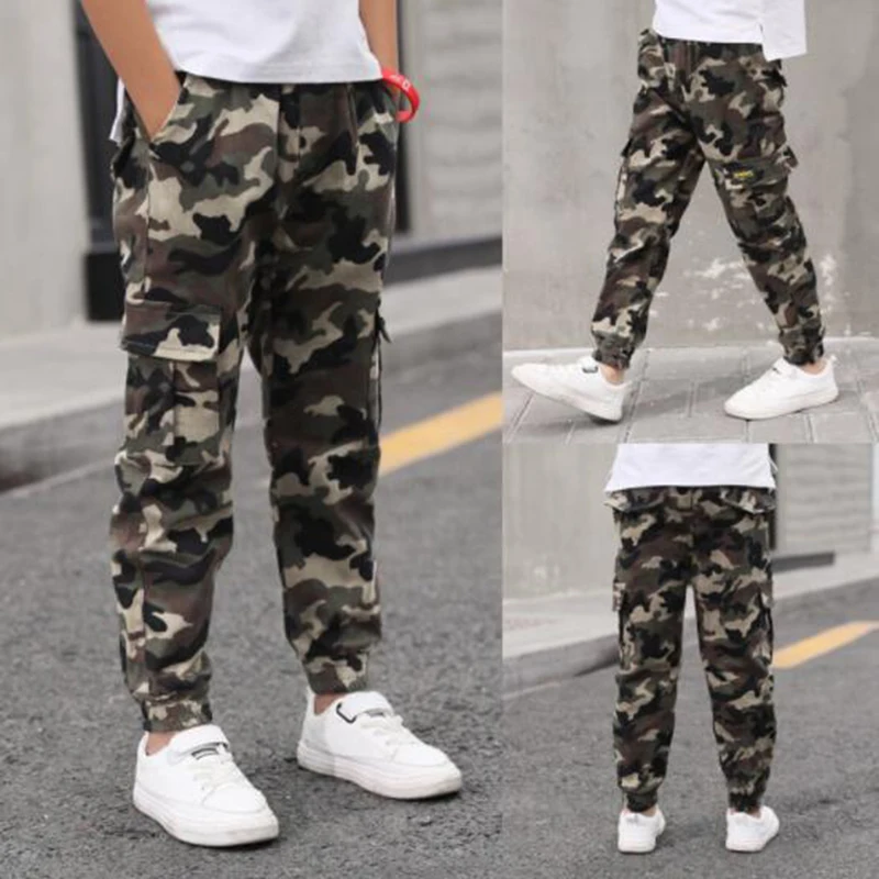 

Cargo Pants Teenage Casual Clothing Kids Camouflage Trousers Boys Trousers Korean Camo Military Child Pantalones Informales