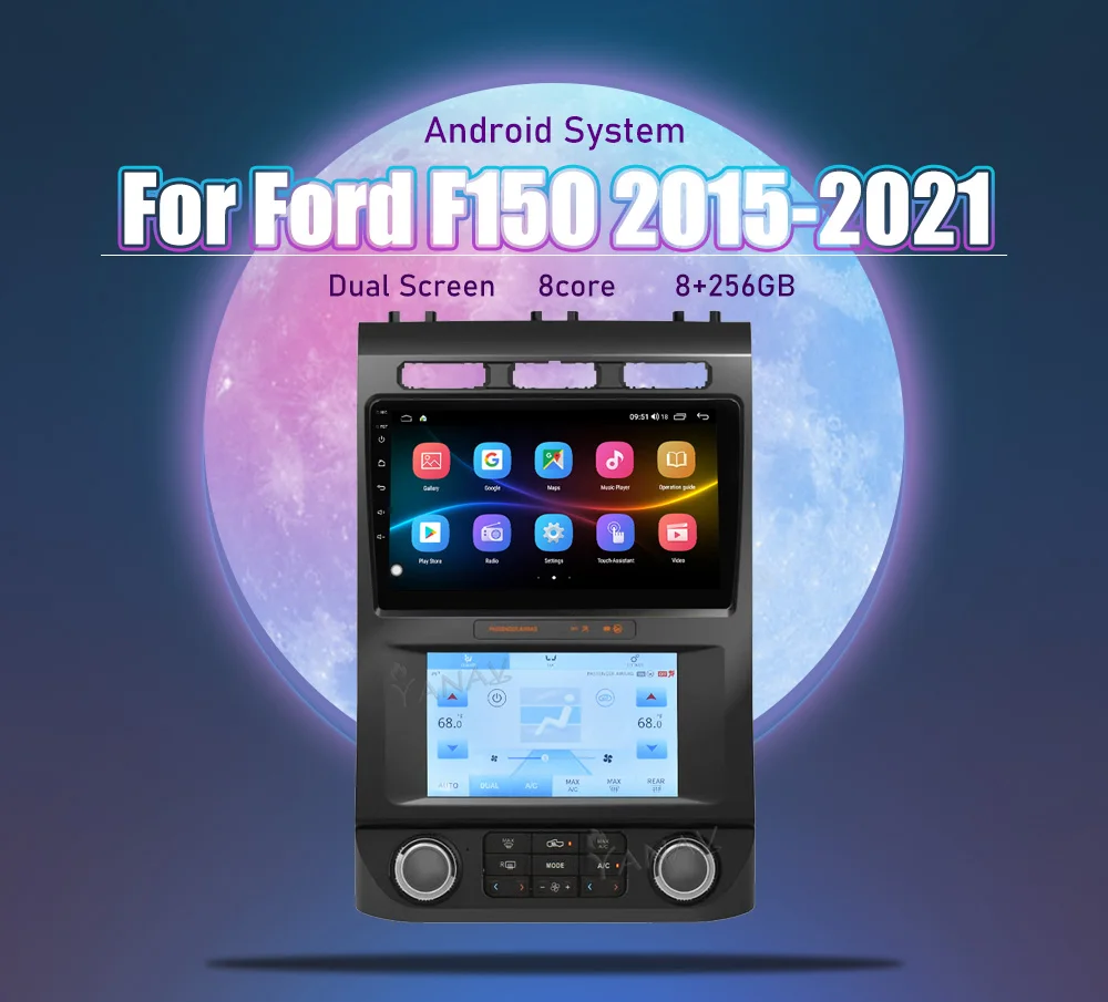 Dual Screen 256G Android Car Radio For Ford F150 2015-2021 GPS Navigation Carplay Stereo Multimedia Head Unit
Dual Screen 256G Android Car Radio For Ford F150 2015-2021 GPS Navigation Carplay Stereo Multimedia Head Unit